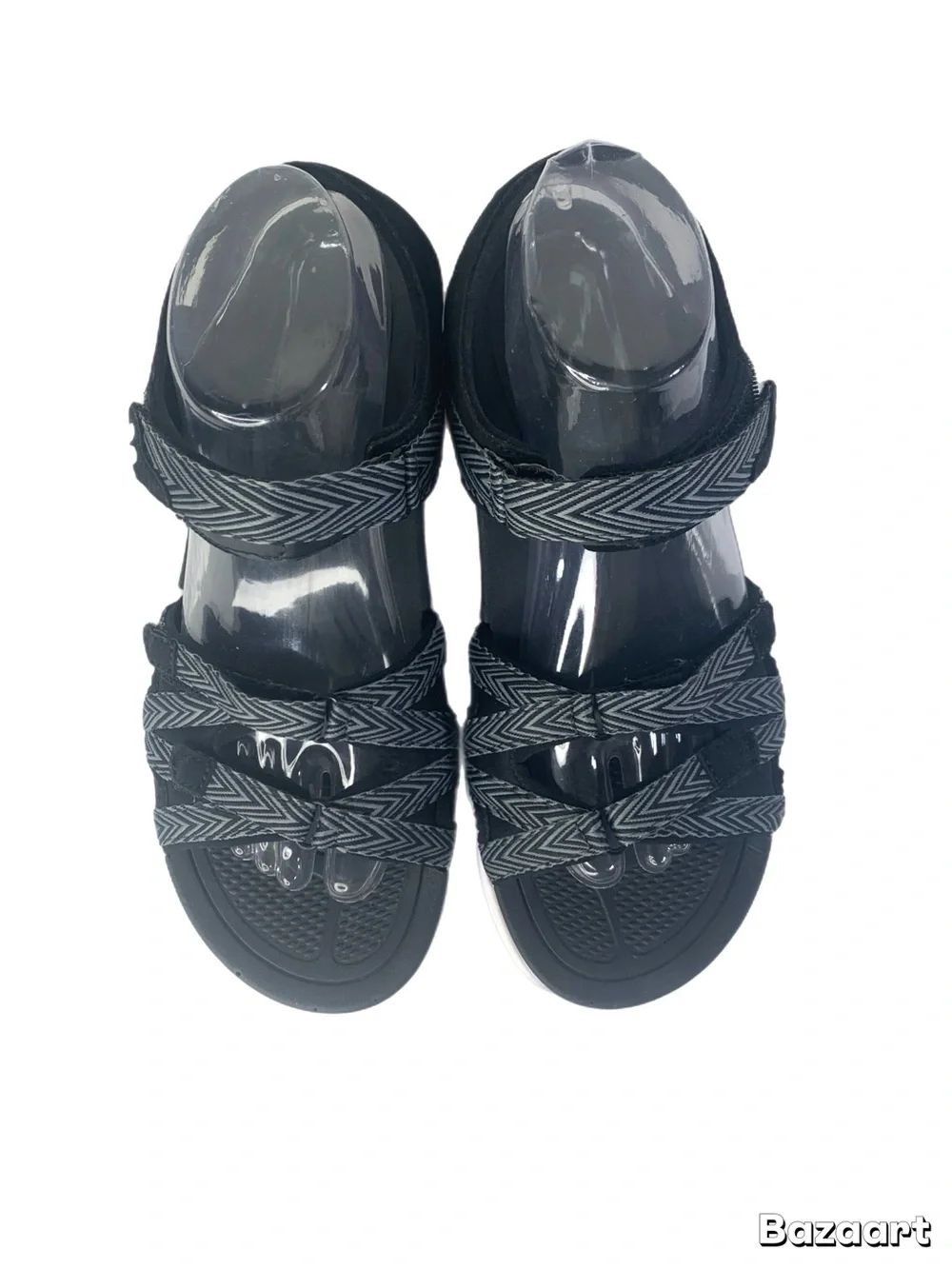 Ryka Sport Sandals Women’s 9W Black Gray Adjustable Comfort